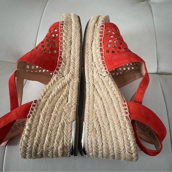 Franco Sarto Celestial Wedge Suede Sandals Orange with silver hardware size 7.5 - Picture 7 of 12
